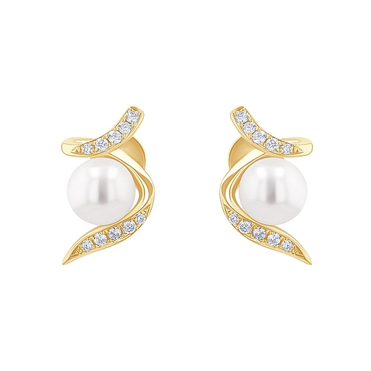 Ohrstecker mit Perle und Diamanten Durga