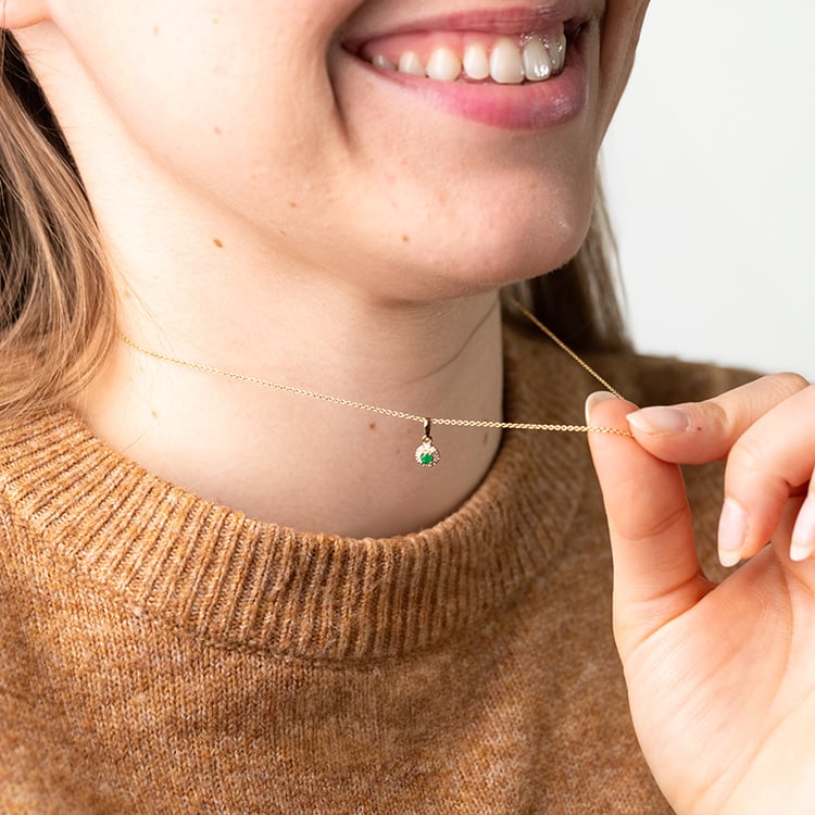 Smaragd-Anhänger im Halo-Stil Florrie 147655