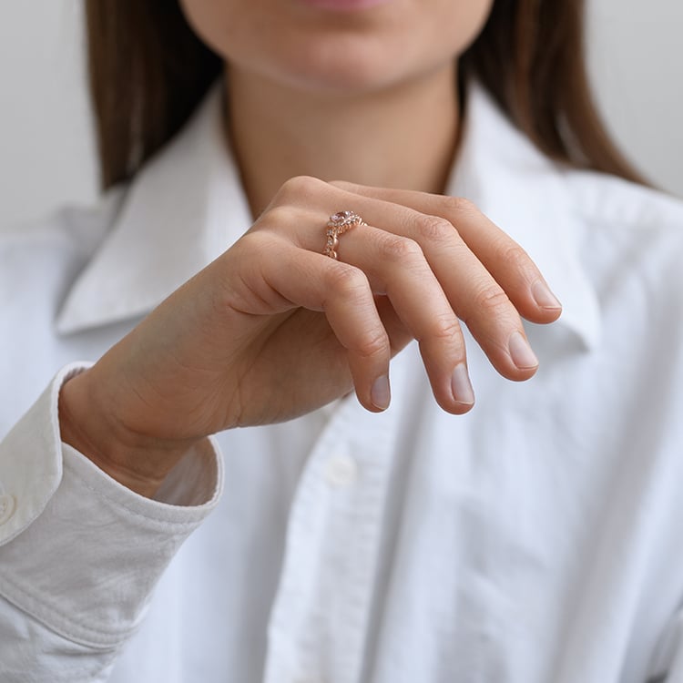 Verlobungsring im Vintage-Stil mit Morganit und Diamanten Jyspie 134154