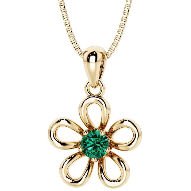 Silberner Blumenanhänger mit Smaragd 