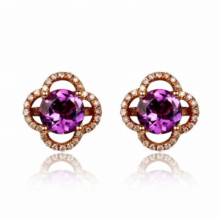 Blumen Amethyst Ohrringe mit Diamanten 4690