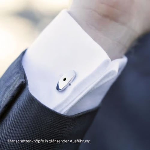Ovale silberne Manschettenknöpfe mit schwarzen Diamanten Obert