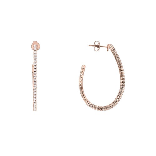 Goldene halbrunde Flexi Ohrringe mit Diamanten Streep