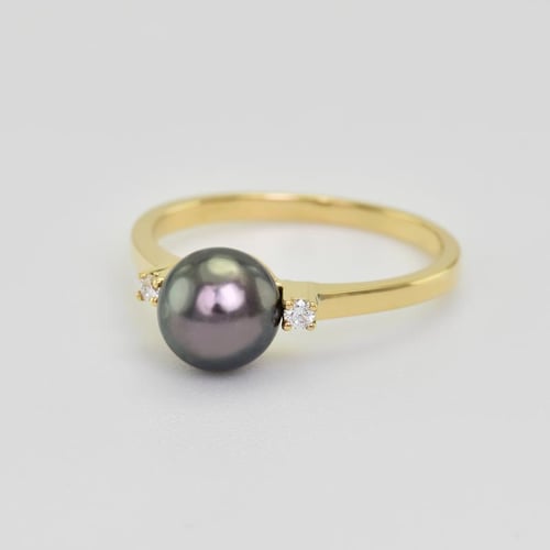 Goldring mit Perle und Diamanten Alisha