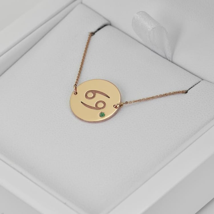 Krebs Sternzeichen Gravur und Smaragd in Eppi-Geschenkbox 37720