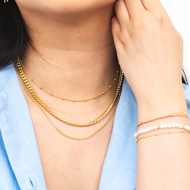 Silberne Kette mit Kugeln 45 cm 124474