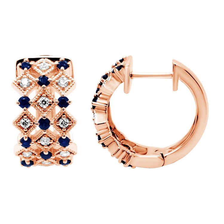 Goldene Creolen mit Diamanten und Saphiren Solveig 160864