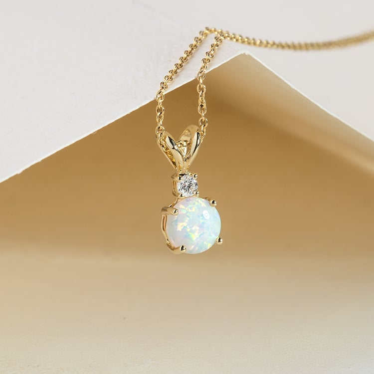 Anhänger mit weißem Opal und Diamanten Emolyna 147328