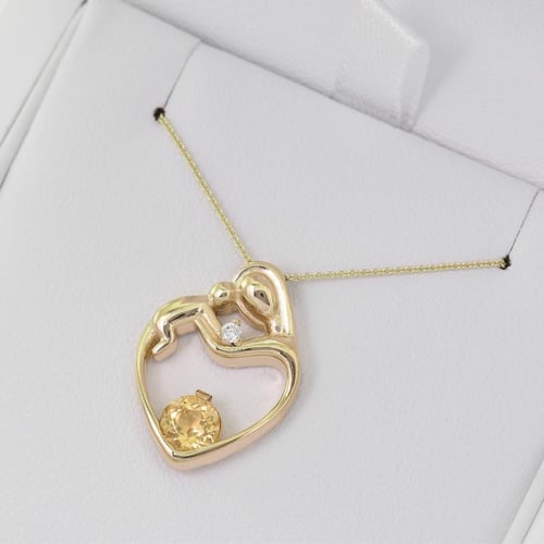 Anhänger Mutter und Kind mit Citrin und Diamant Ella