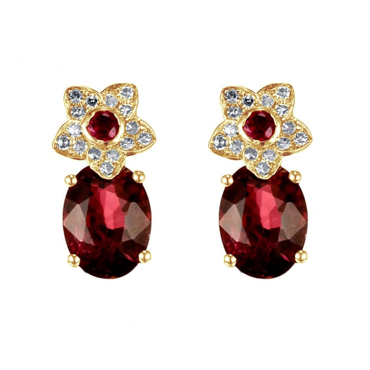 Goldene Turmalinohrringe aus Gold mit Diamantbůüte Isabella 82752