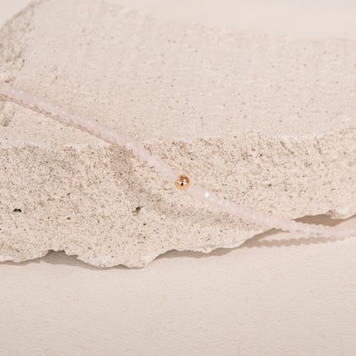 Silberne Halskette mit Rosenquarz-Perlen Rosa