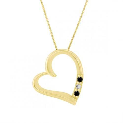 Silberner Anhänger mit einem Herzen und schwarzen und weißen Diamanten Tanish