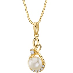 Romantischer goldener Anhänger mit Perle und Zirkonia Vivi