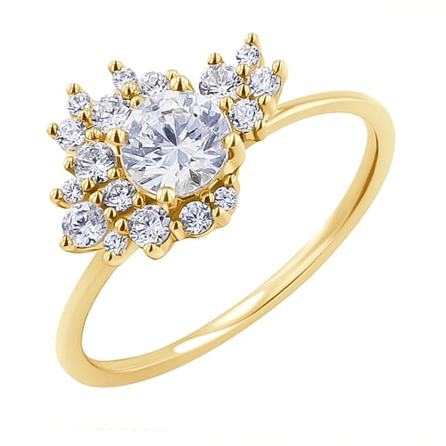 Unkonventioneller Verlobungsring im Custer Stil mit Diamanten Moore