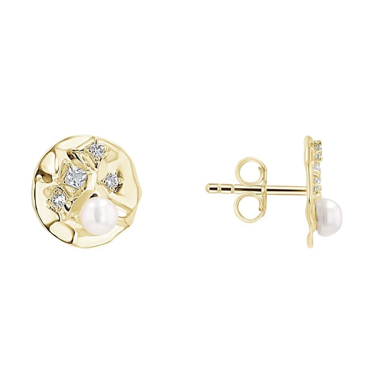 Silberne Perlenohrringe mit weißen Topasen 163981