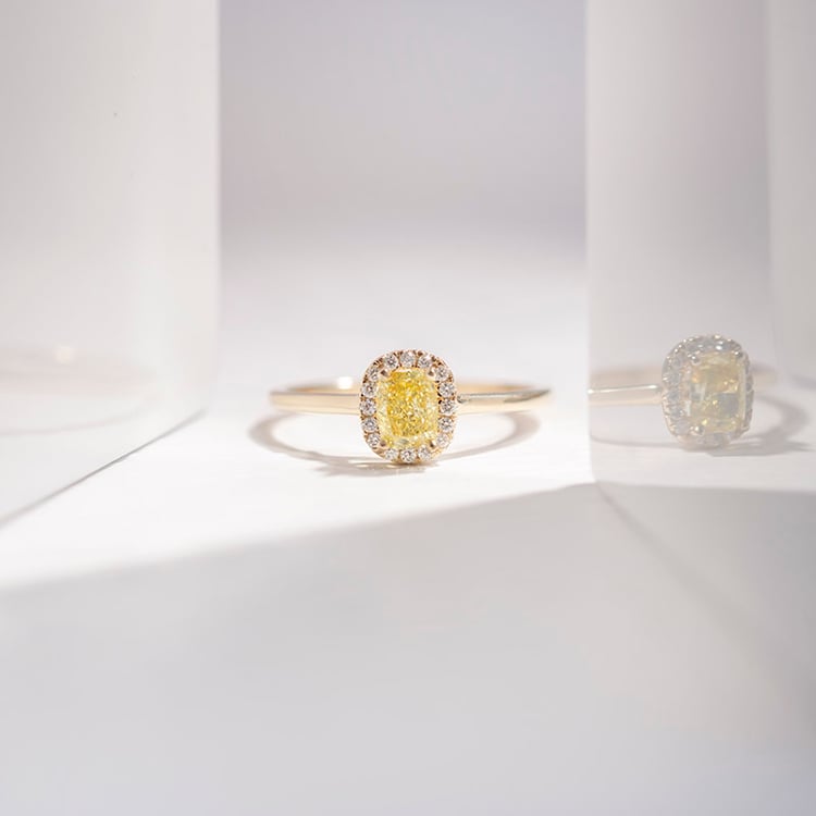 Verlobungsring mit einem IGI zertifizierten 0.46 ct gelben Lab Grown Diamanten Eduta 111344