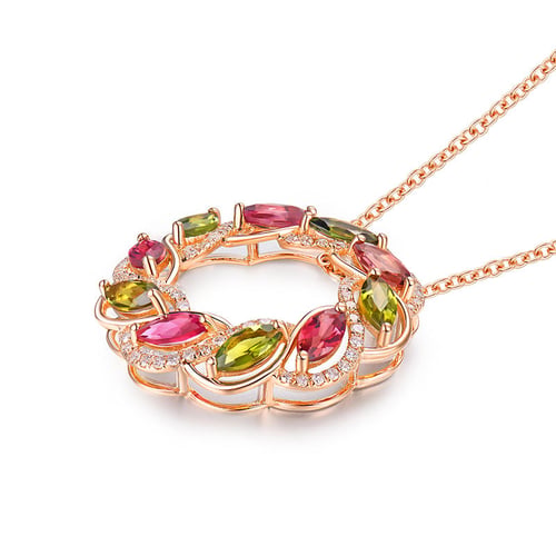 Goldene Halskette mit Turmalinen und Diamanten Bourne
