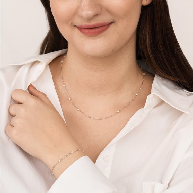 Silbernes Armband mit Perlen Malakai 164616