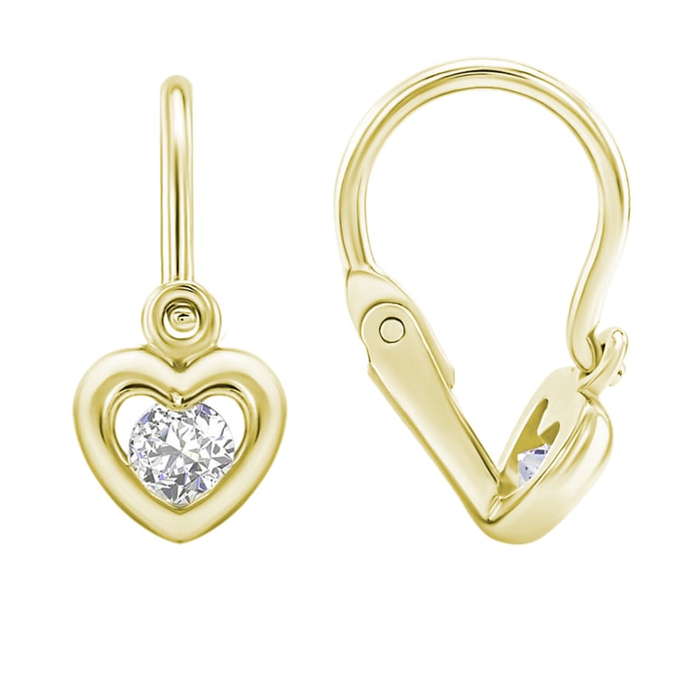 Goldene Kinderohrringe in Herzform mit Lab Grown Diamanten Aurora 145062