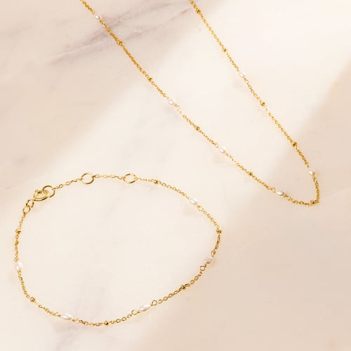 Silbernes Armband mit Perlen Malakai