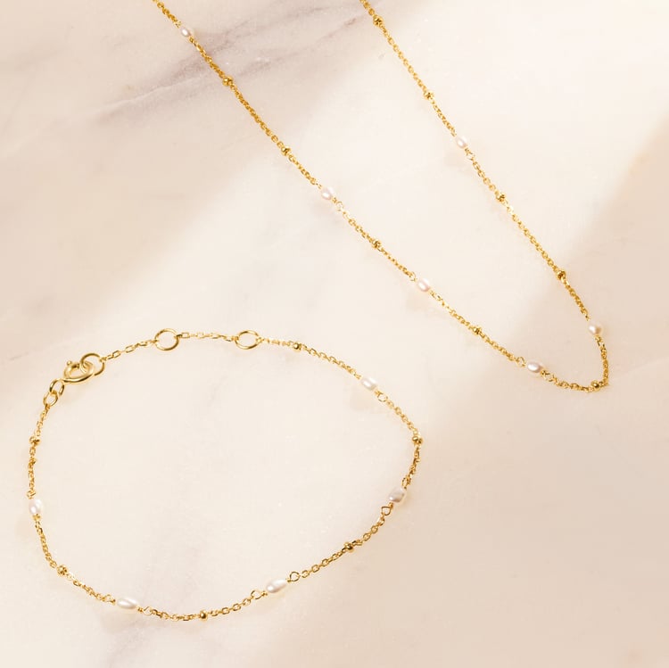 Silbernes Armband mit Perlen Malakai 164612