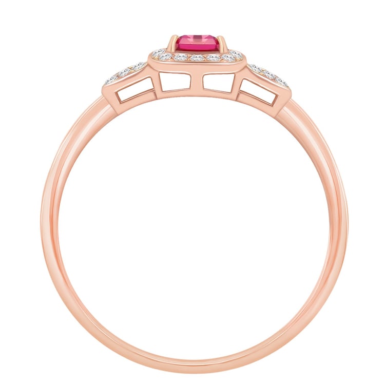 Smaragdschliff Turmalin in Goldring mit Diamanten 63556