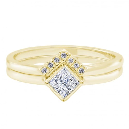 Ringset aus Gold mit Diamant im Princess-Schliff Ralyh