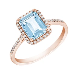 Goldener Diamantring mit Aquamarin Oceane
