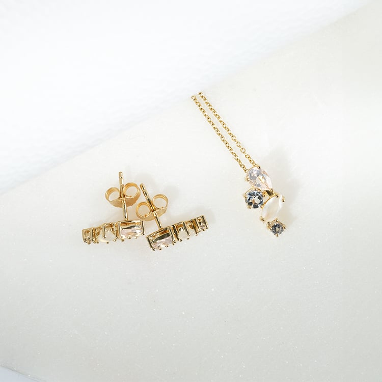 Ohrringe in Silber mit Topas, Rosenquarz und Mondstein Nacho 131917