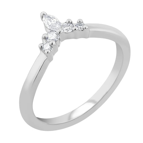 Ehering in V-Form mit Diamanten Joni