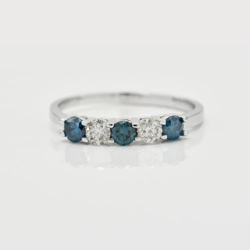 Goldener Ring mit blauen und klaren Diamanten Aisha