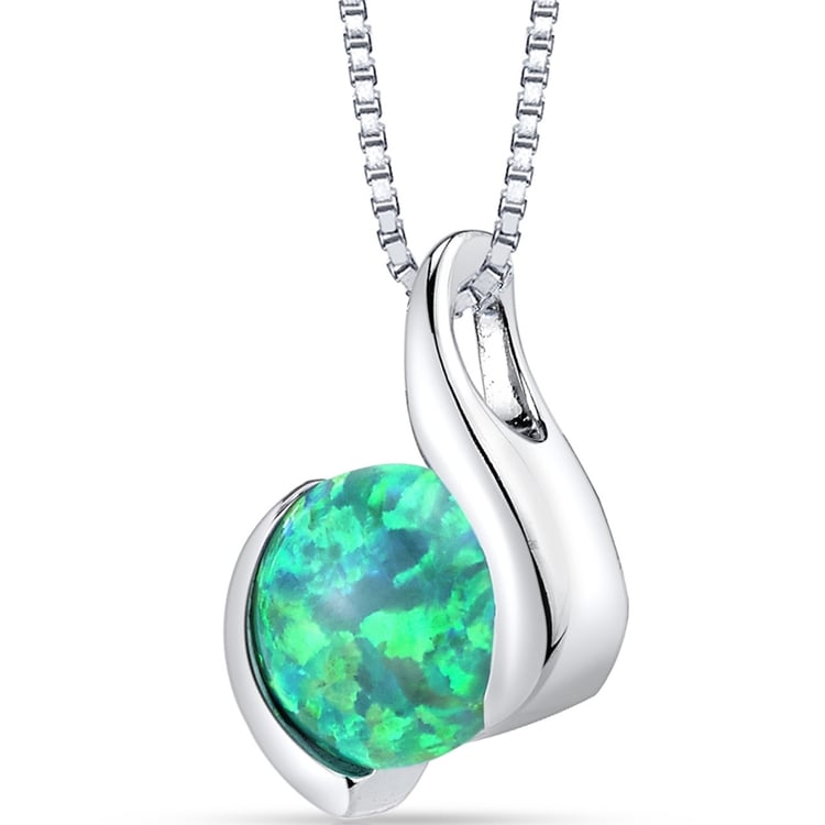 Silberne Kette mit grünem Opal Thirumal