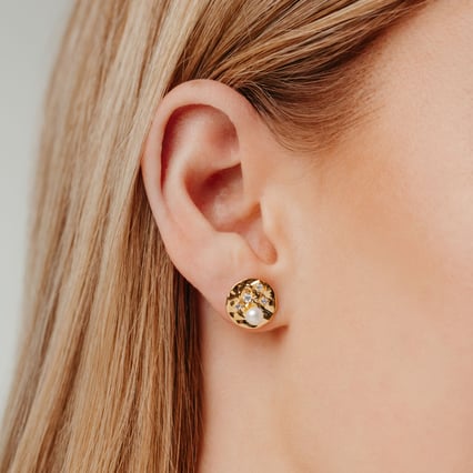 Silberne Perlenohrringe mit weißen Topasen Heidi