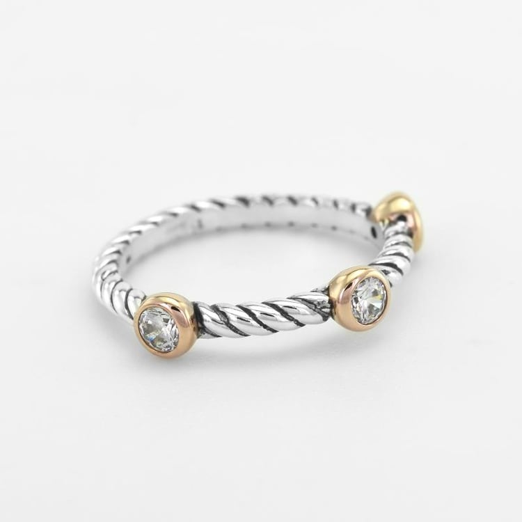 Origineller Silberring mit drei Zirkonia Brook 51809