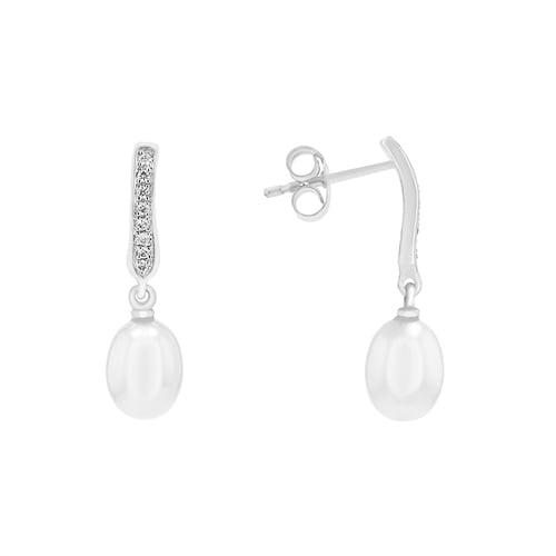 Perlenohrringe mit Diamanten Aashiny