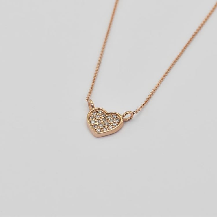 Halskette Herzchen mit Diamanten in Rosegold 30087