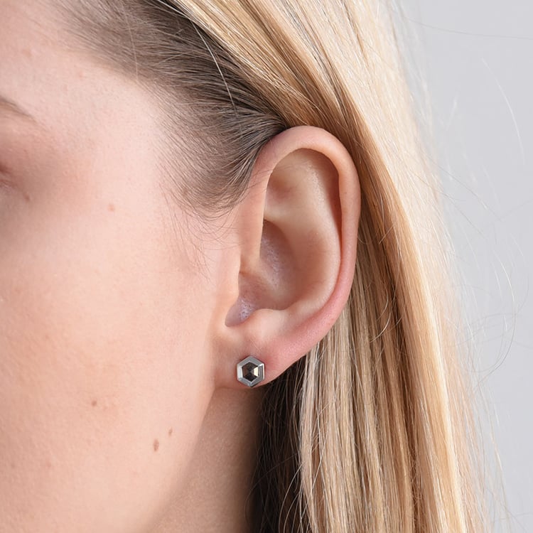 Goldene Ohrringe mit Salt and Pepper Diamanten Jenkin 74608