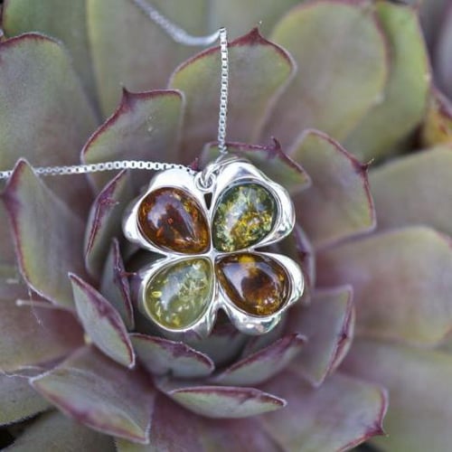 Silbernes Schmuckset mit Bernsteinen Ginger