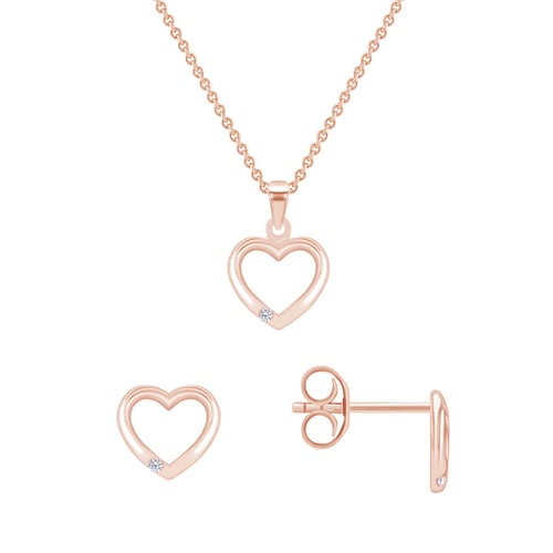 Schmuckset aus Gold in Herzform mit Diamanten Monroe