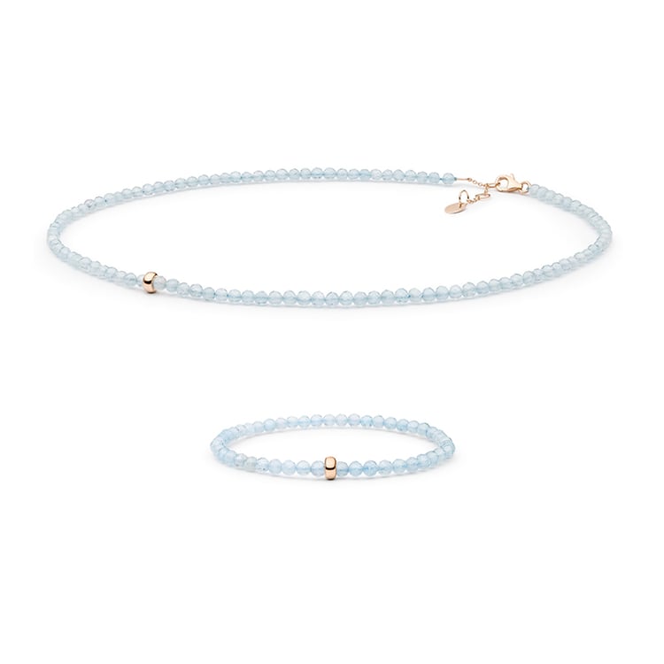 Silbernes Set mit Aquamarin-Perlen Lugo