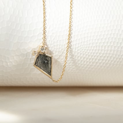 Halskette mit dendritischem Quarz und Diamanten Milly