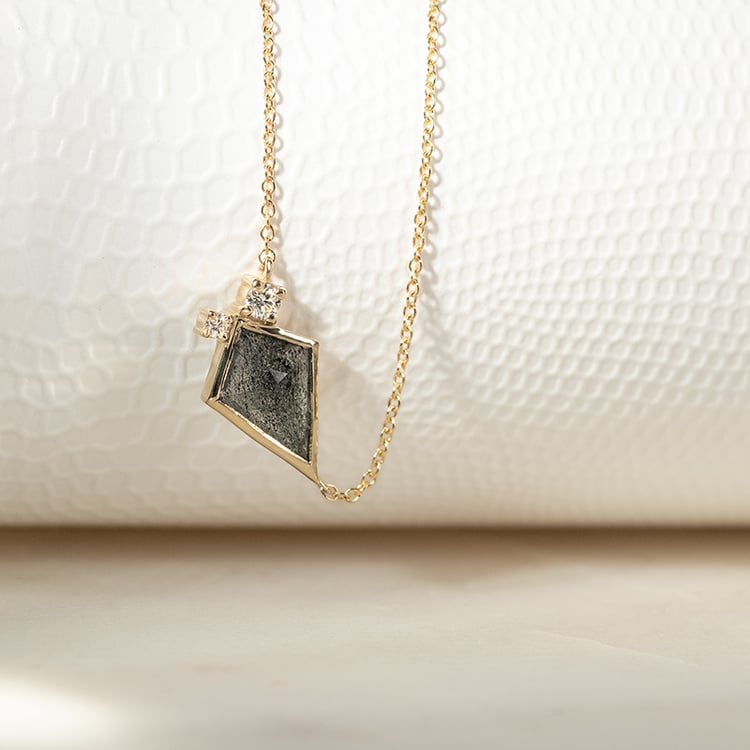 Halskette mit dendritischem Quarz und Diamanten Milly 135415