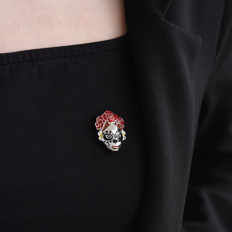 Emaille Brosche Sugar skull 91723