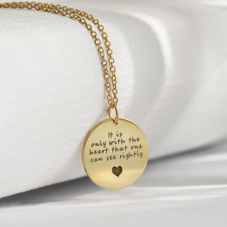 Anhänger Der Kleine Prinz mit Fuchs und Gravur aus Gold 122605