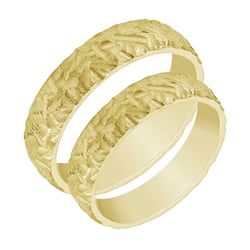 Mattgoldene Trauringe mit Relief Veste