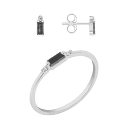 Goldenes Schmuck-Set mit Salt and Pepper Diamanten in Baguette-Form Tim