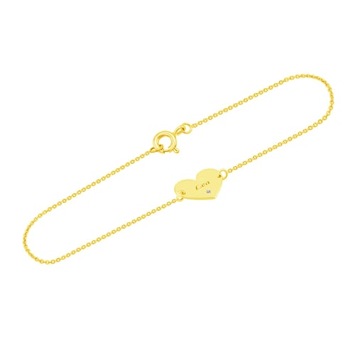 Goldarmband in Herzform mit Diamant und Gravur Nikole