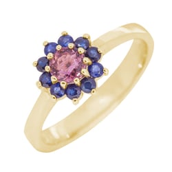 Goldring mit Turmalin und Saphiren Rohini