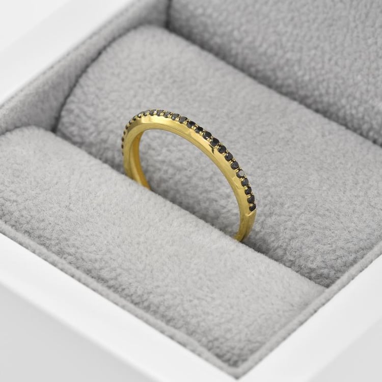 Memoire-Ring aus Gold mit schwarzen Diamanten Oana 43944