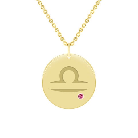 Silber anhänger mit Sternzeichen und Trumalin Waage 103461